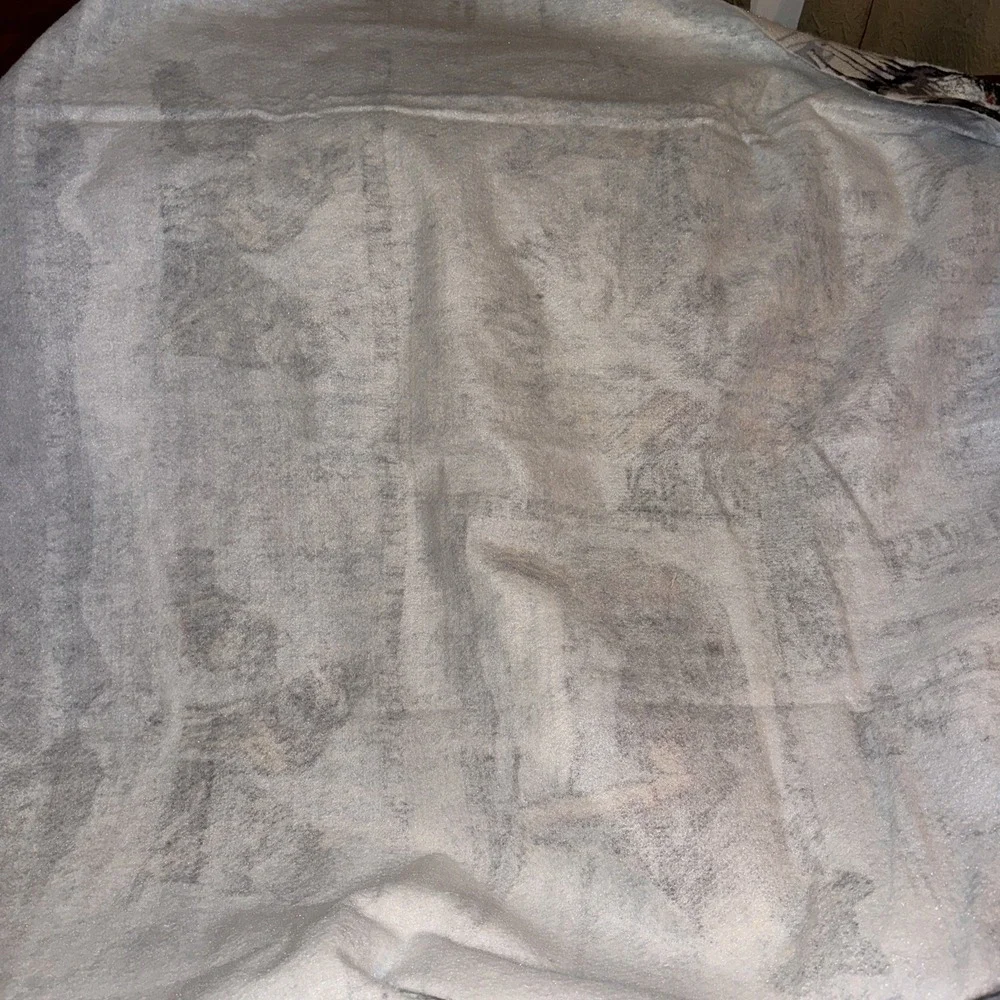 Vtg Blanket Wolves Acrylic Stiff Winter Wooded Scene Birch Trees 60 X 86
